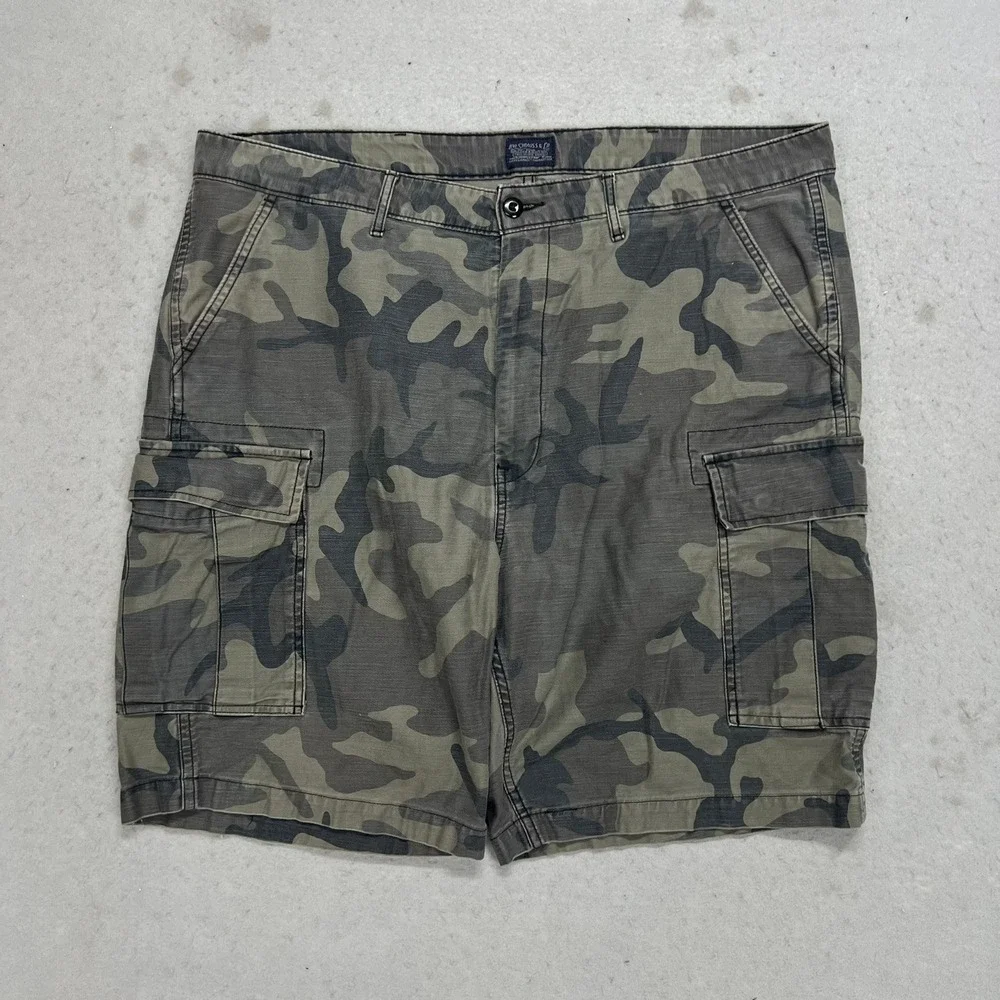 Levis Mens Camo Cargo Shorts Green Brown Camouflage W40 100% Cotton Y2K Style
